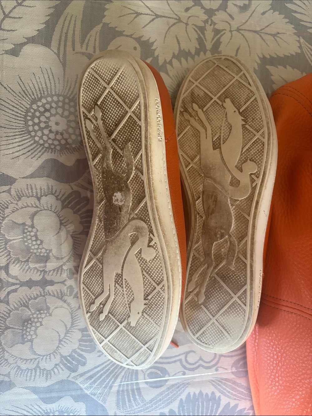 Longchamp Orange Leather Low-Top Court Shoe - Picture 11 of 12